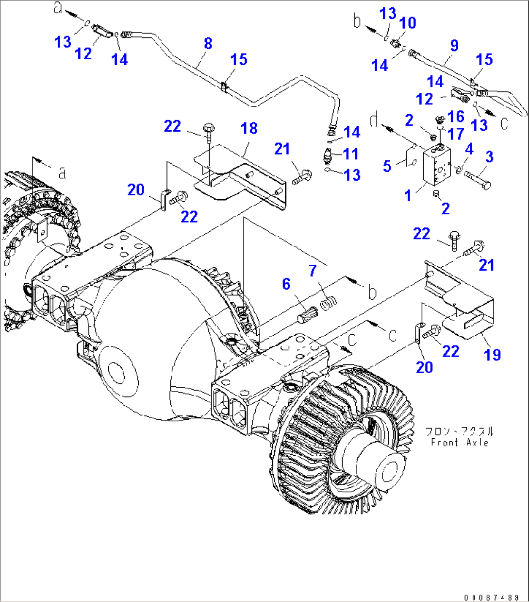 FRONT AXLE (BRAKE PIPING) (2/2) (FOR BRAKE COOLING SYSTEM)(#55001-)