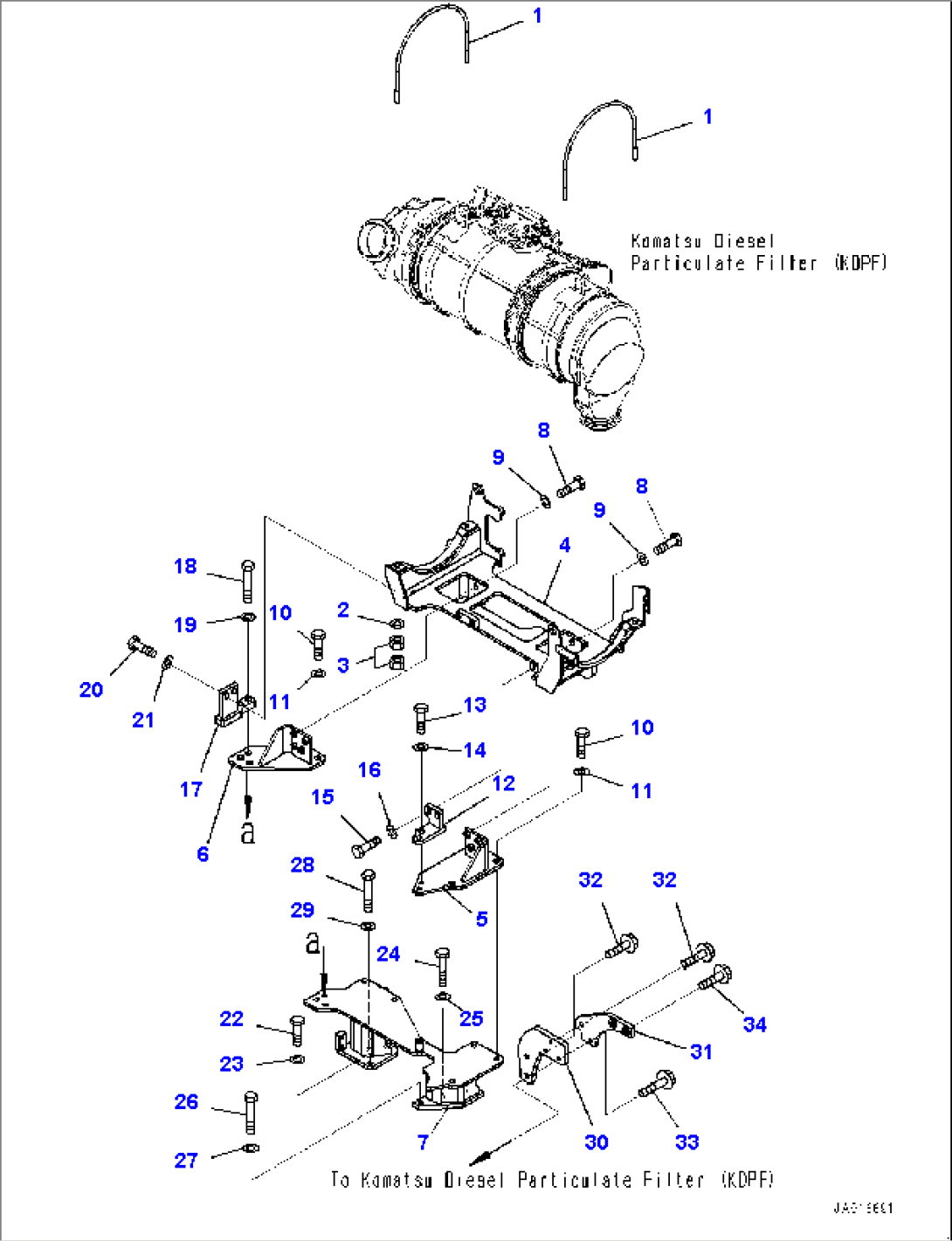 Engine Related Parts Mounting, Komatsu Diesel Particulate Filter (KDPF) Mounting (#80001-)