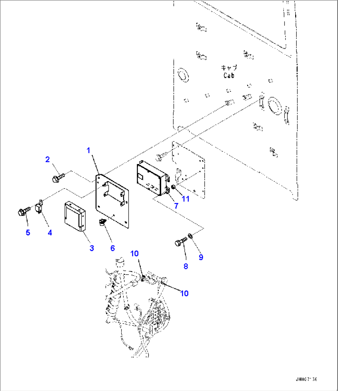 Cab, Cab In Parts, Air Conditioner Controller and KOMTRAX Controller (#80001-)