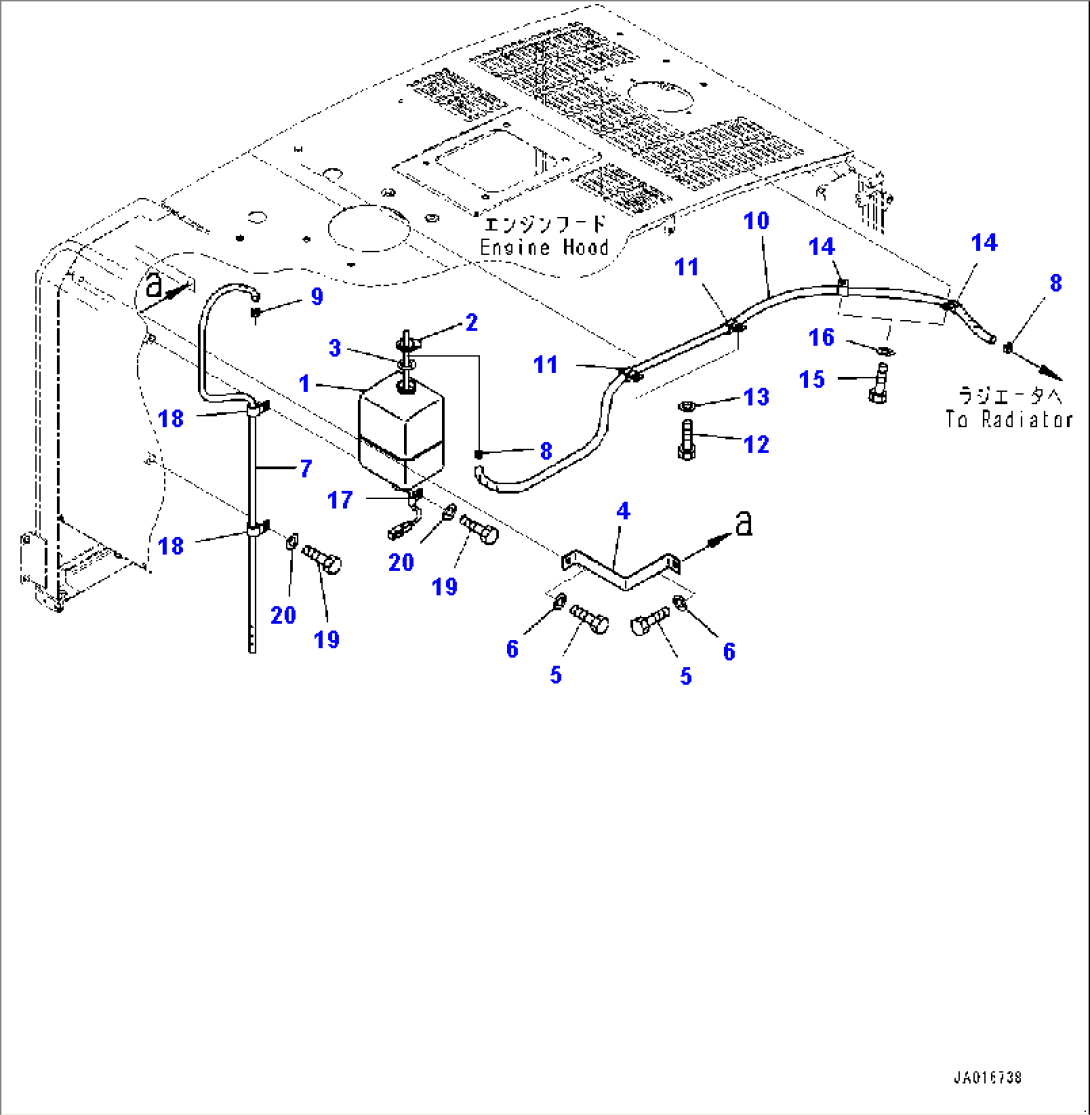 Engine Hood, Radiator Piping (#75053-)