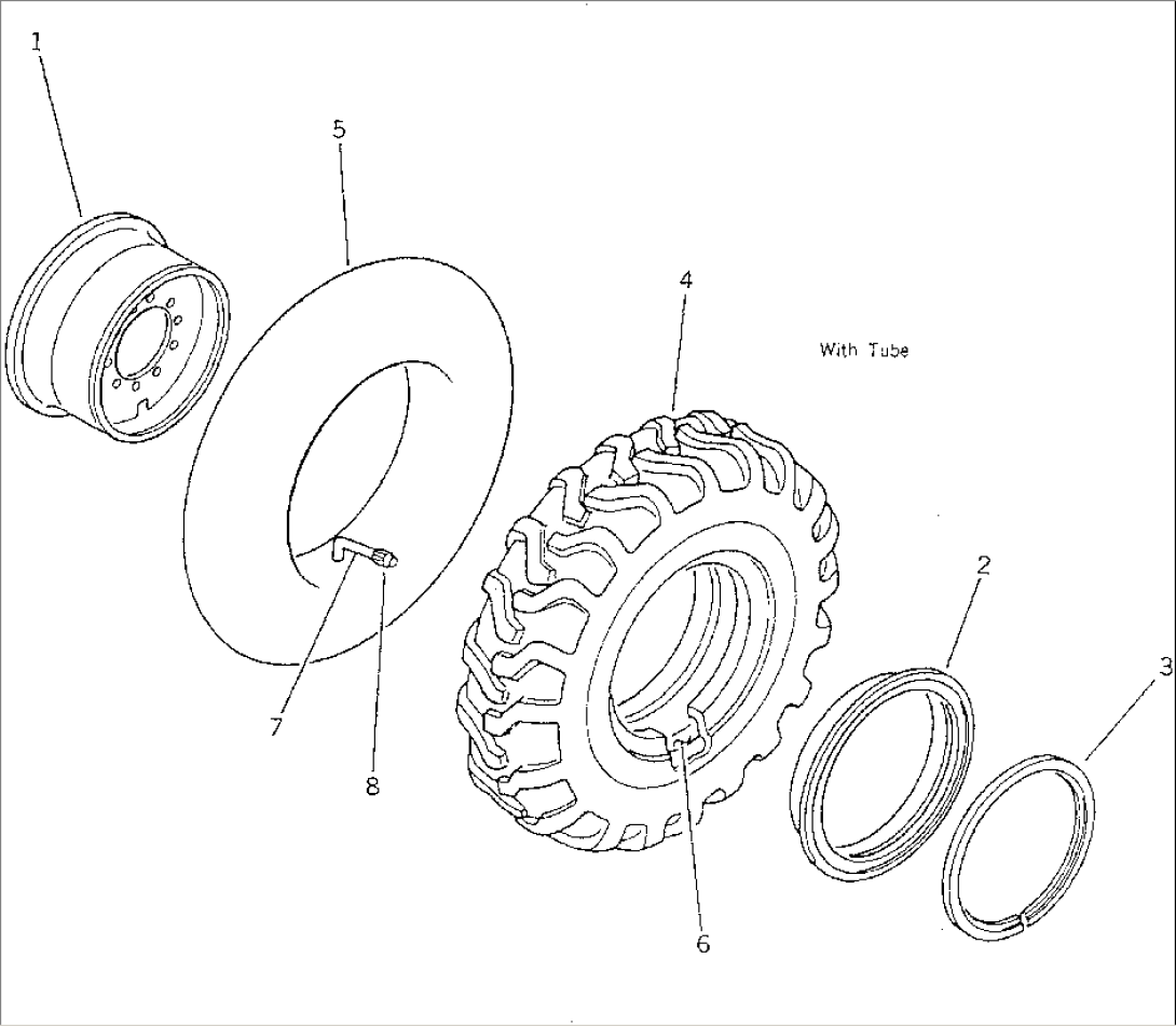 WHEEL AND TUBED TIRE