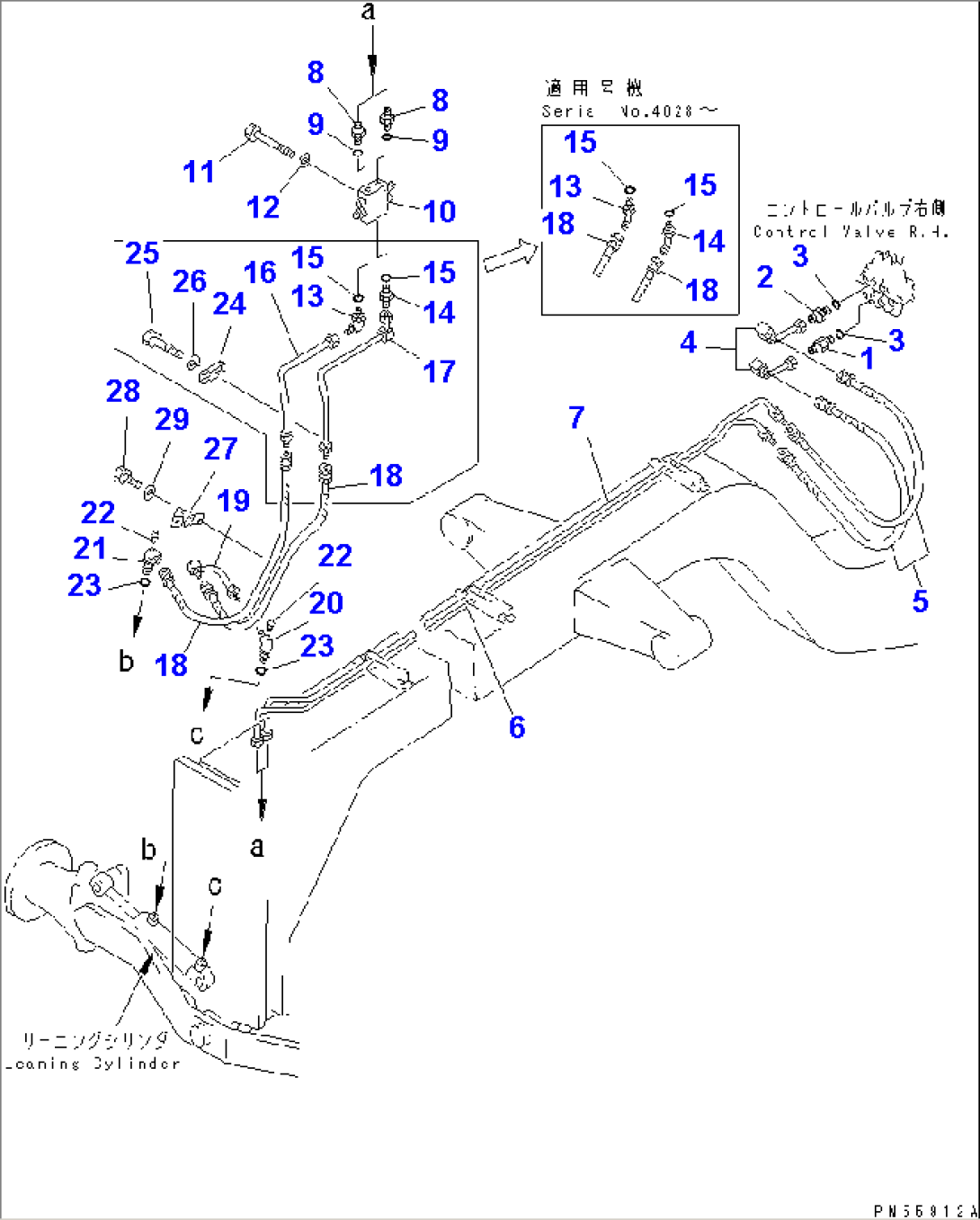 HYDRAULIC PIPING (LEANING CYLINDER LINE)(#4001-4500)