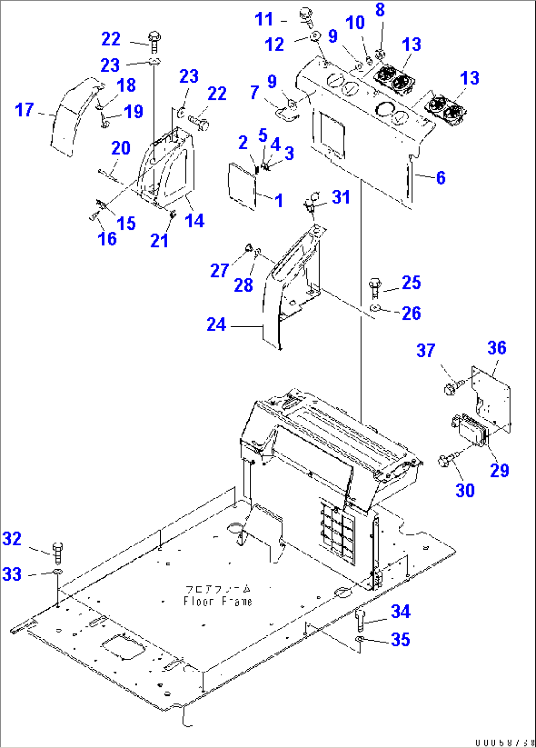 OPERATOR´S CAB (CAB IN PARTS) (REAR COVER) (WITH 12V CONVERTER)
