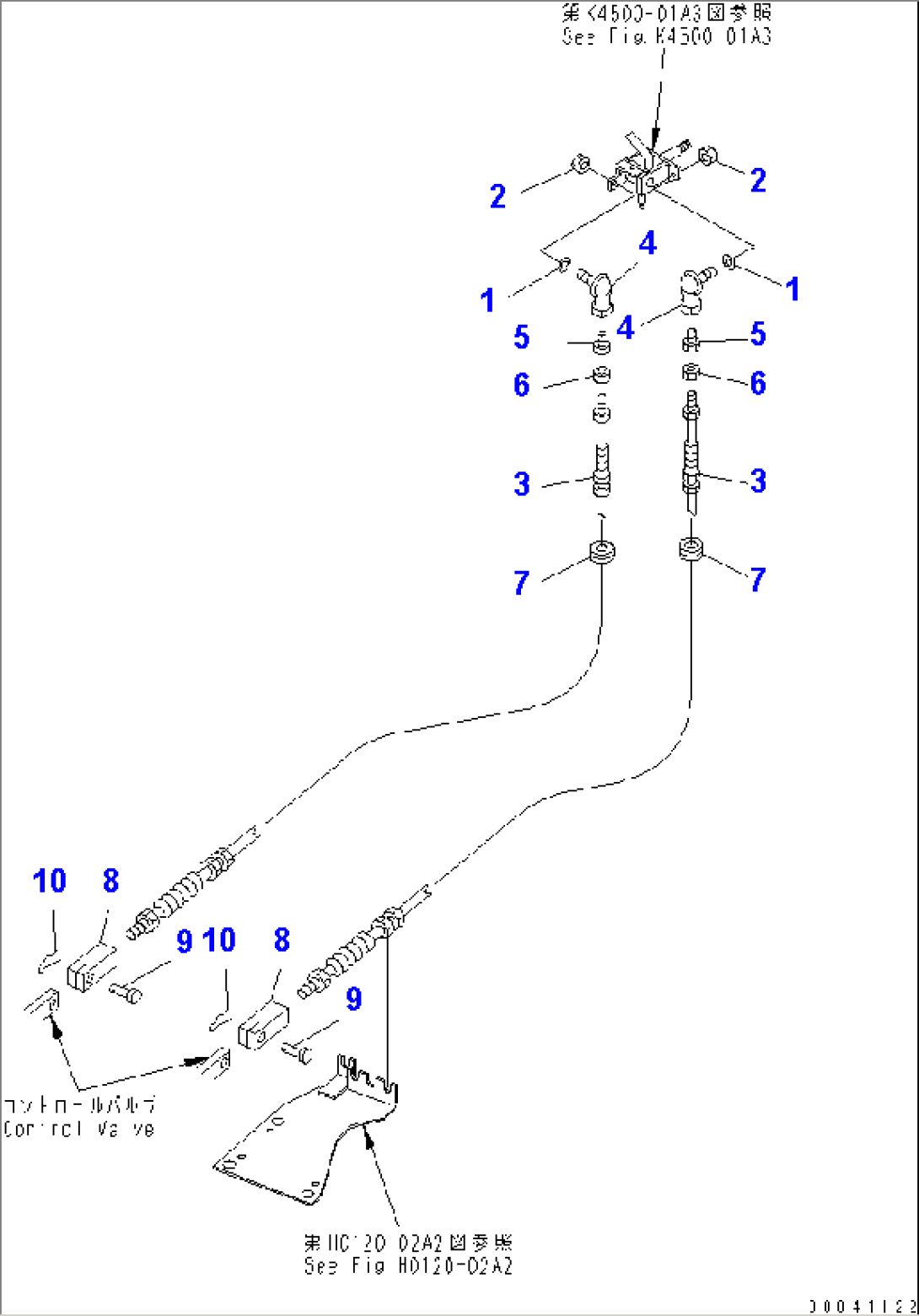 LOADER CONTROL (FRONT ATTACHMENT CONTROL LEVER MOUNTING PARTS AND CABLE) (WITH 4-SPOOL VALVE)(#12001-)