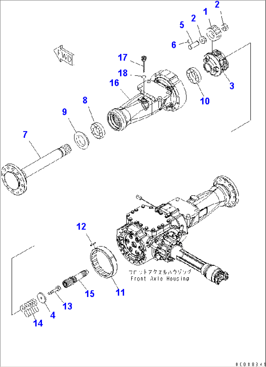 FRONT AXLE (FINAL DRIVE AND HOUSING) (L.H.)(#75816-)