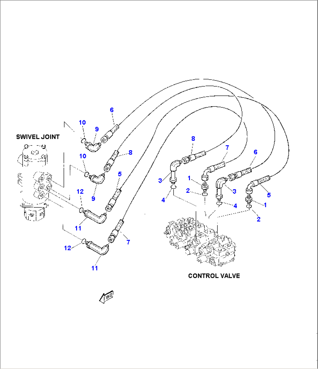 HYDRAULIC PIPING (TRAVEL MOTOR LINE) (1st PART)