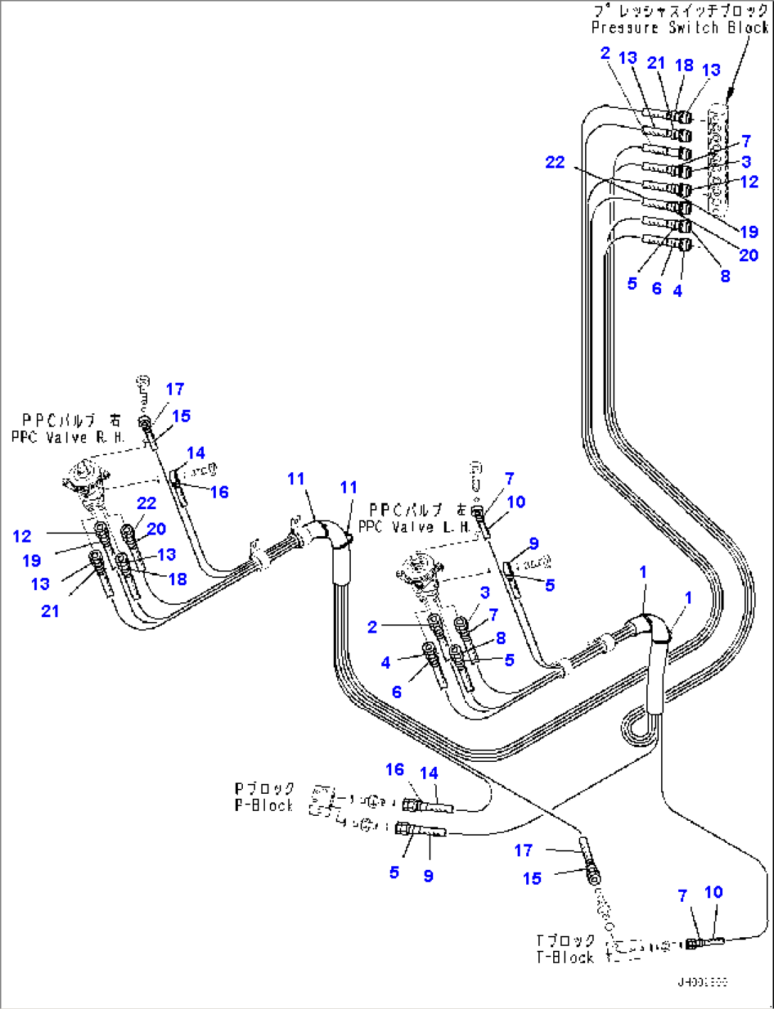 Cab, Floor, PPC Piping for Pilot Valve (#1001-)