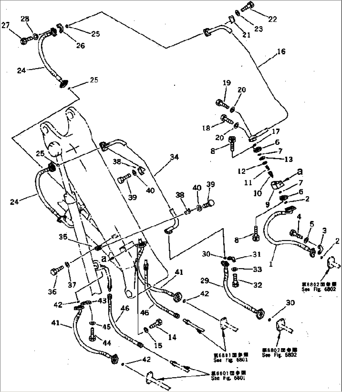 HYDRAULIC PIPING (BOOM CYLINDER LINE) (HOE SIDE)