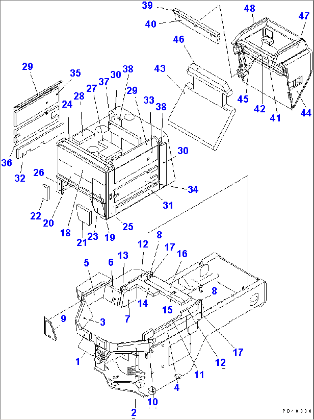 NOISE ABATEMENT PARTS (2/3) (FOR FLOOR FRAME AND ENGINE HOOD) (W/DOUBLE MUFFLER) (SUPER SILENT S.)(#60001-)