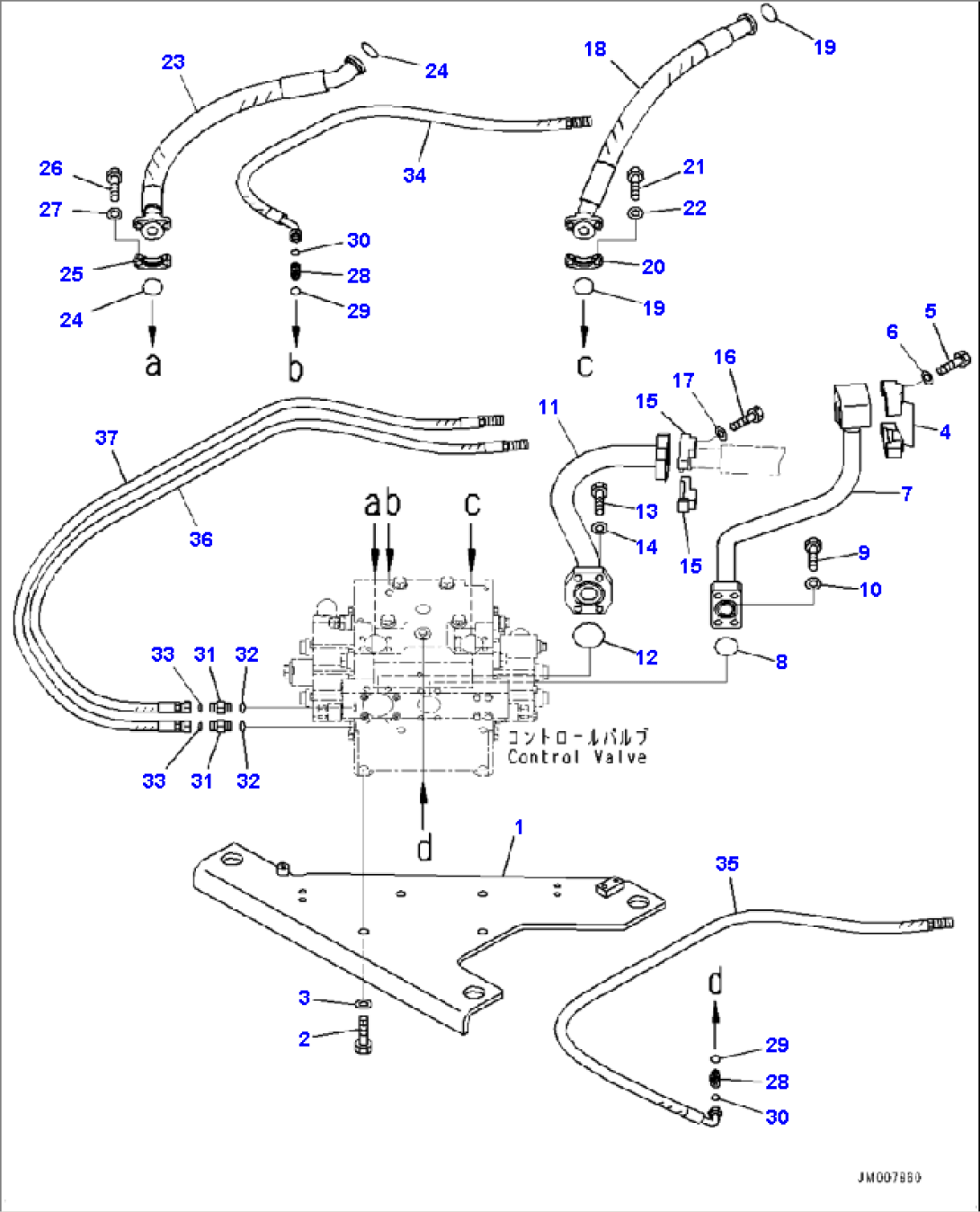 H0120-004014 MAIN CONTROL VALVE PIPING (WITH BRAKE OIL COOLING)