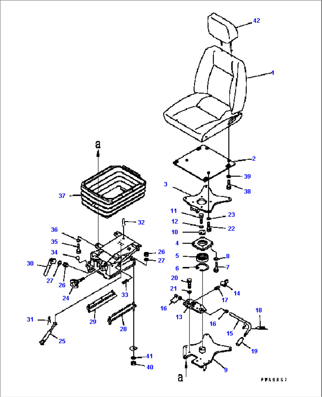 OPERATOR´S SEAT (TURN AND RECLINING TYPE) (FABRIC SEAT) (WITH HEAD REST)