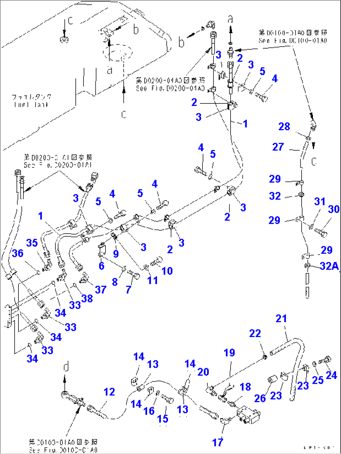 FUEL RETURN PIPING (WITH RIPPER)(#10104-)