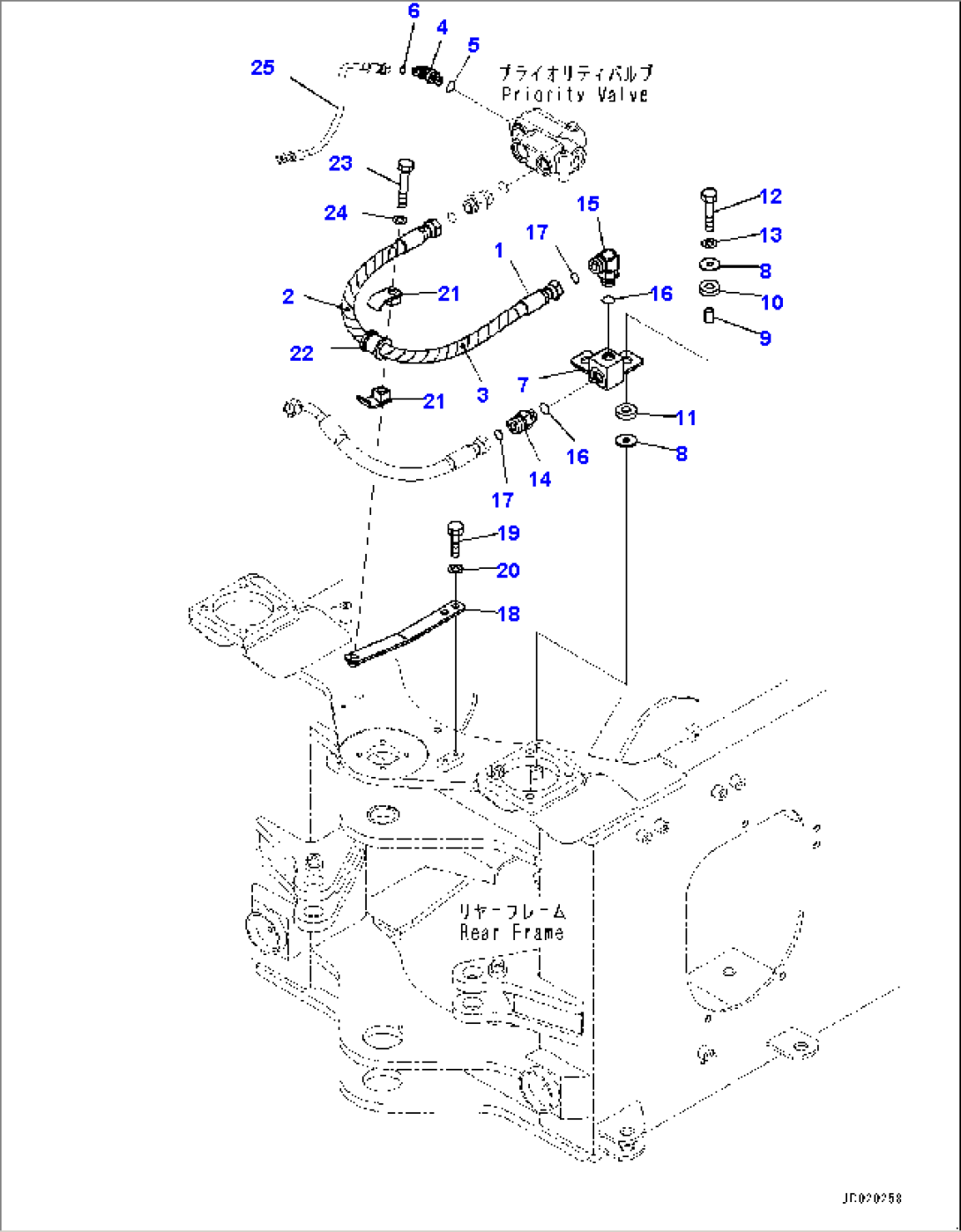 Steering Control Valve, Priority Valve Piping (#80001-)