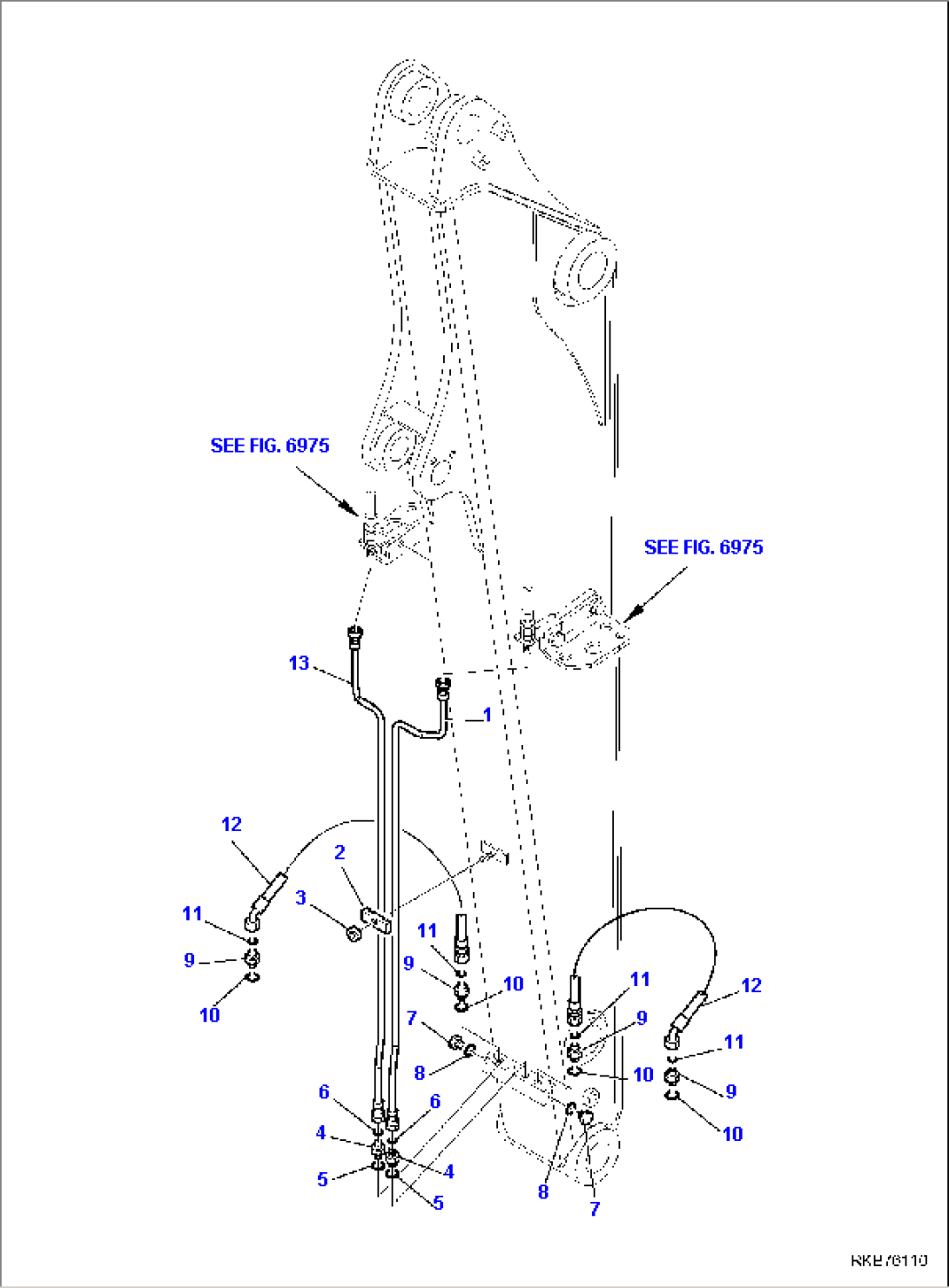 HYDRAULIC PIPING (FAST COUPLING LINE) (3/3) (ARM, L=1900 MM)