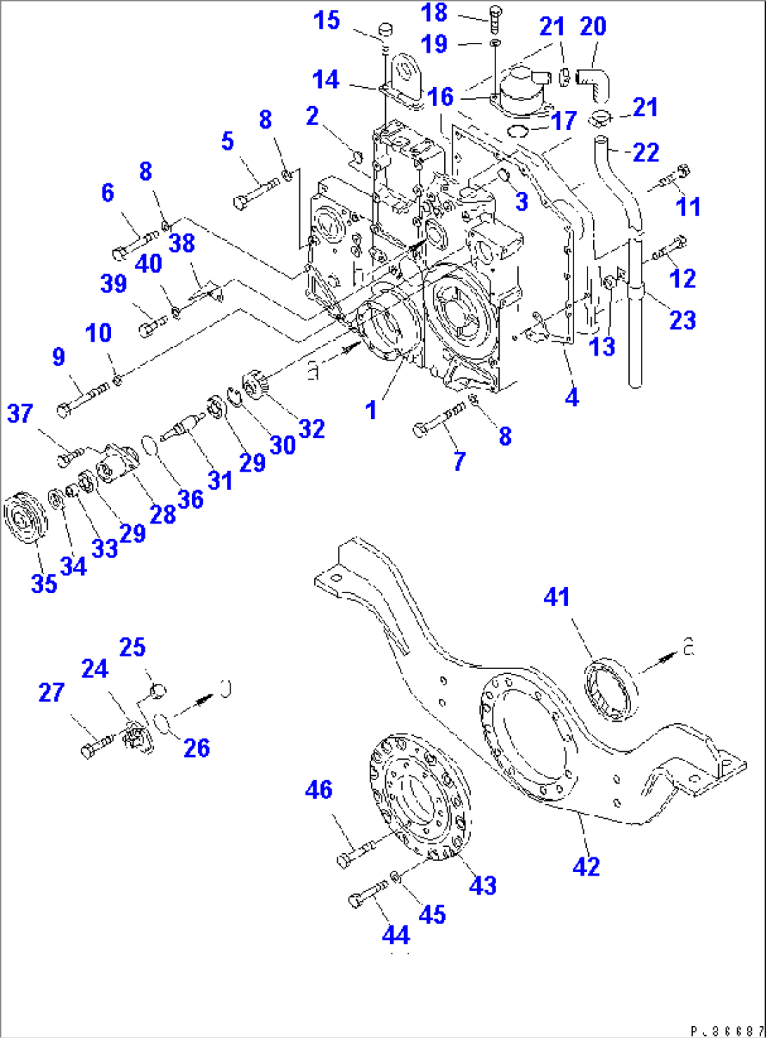 FRONT COVER AND FRONT SUPPORT (WITH AIR CONDITIONER TYPE)