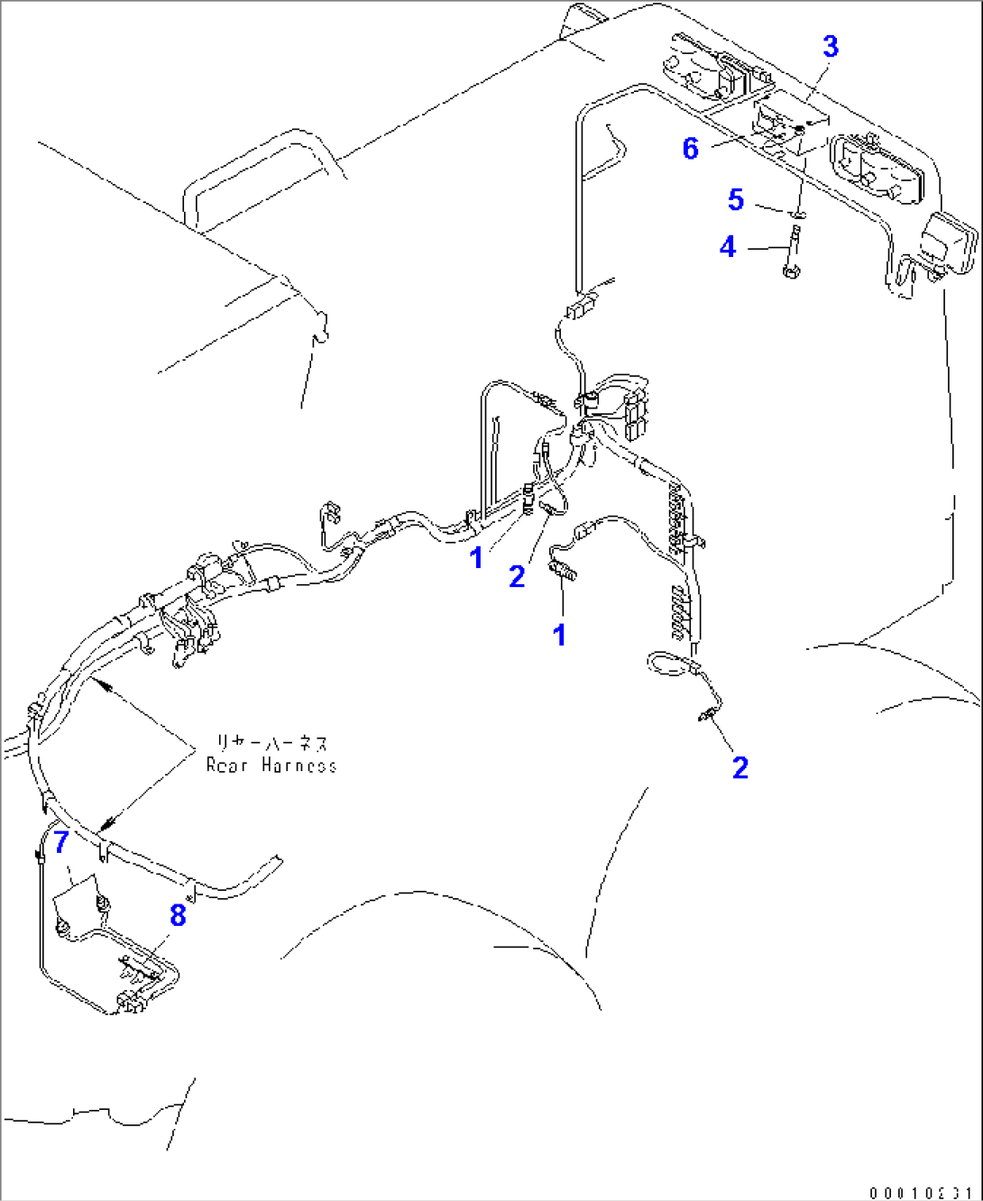 REAR HARNESS (SENSOR AND BACK-UP ALARM) (WITH TORQUE CONVERTER OIL TEMPERATURE)(#51001-)