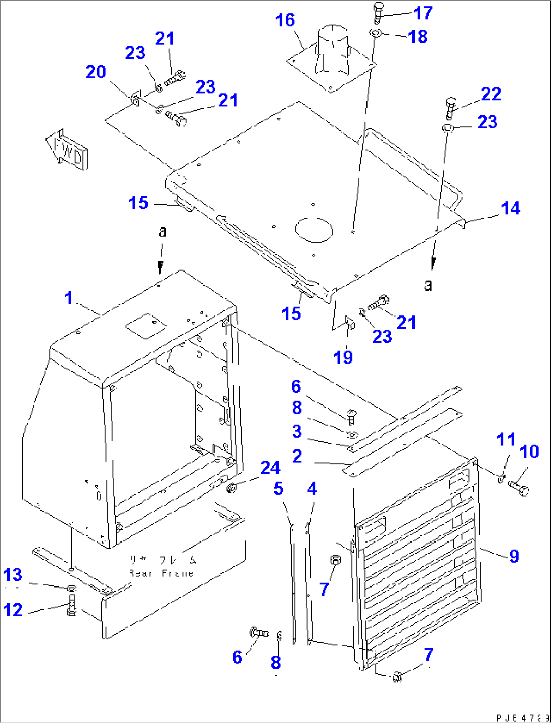 RADIATOR GUARD AND ENGINE HOOD (WITH SIDE WING)(#4501-4629)