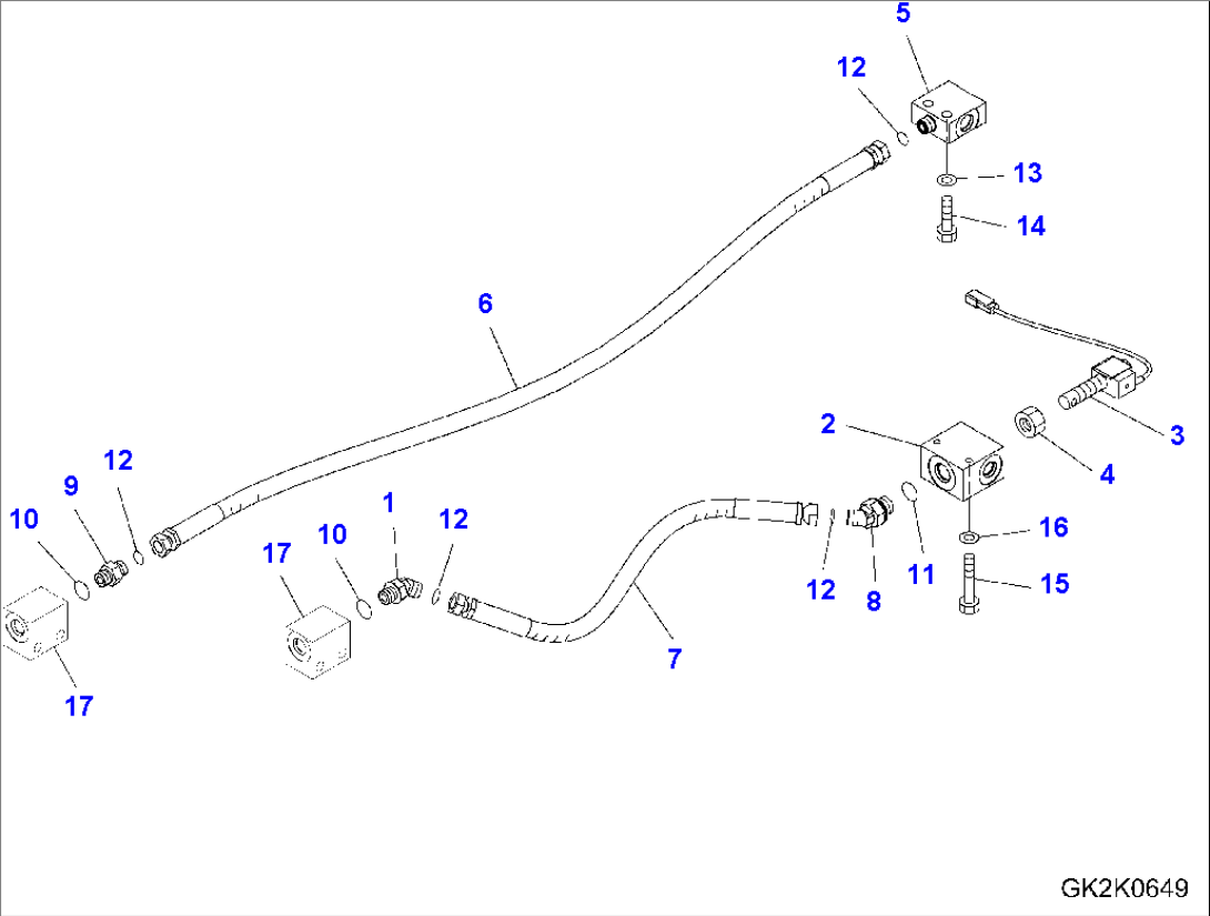 SWIVEL JOINT (HYDRAULIC PIPING) (REAR BLADE) (1/2)