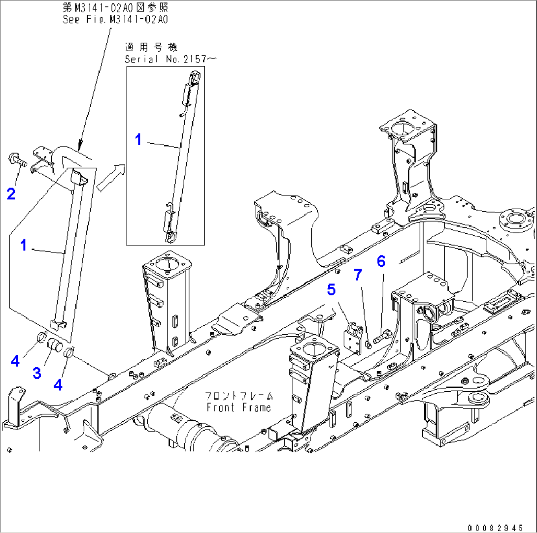 CAB TILT CYLINDER AND RELATED PARTS (CYLINDER LESS SPEC.)(#2001-)