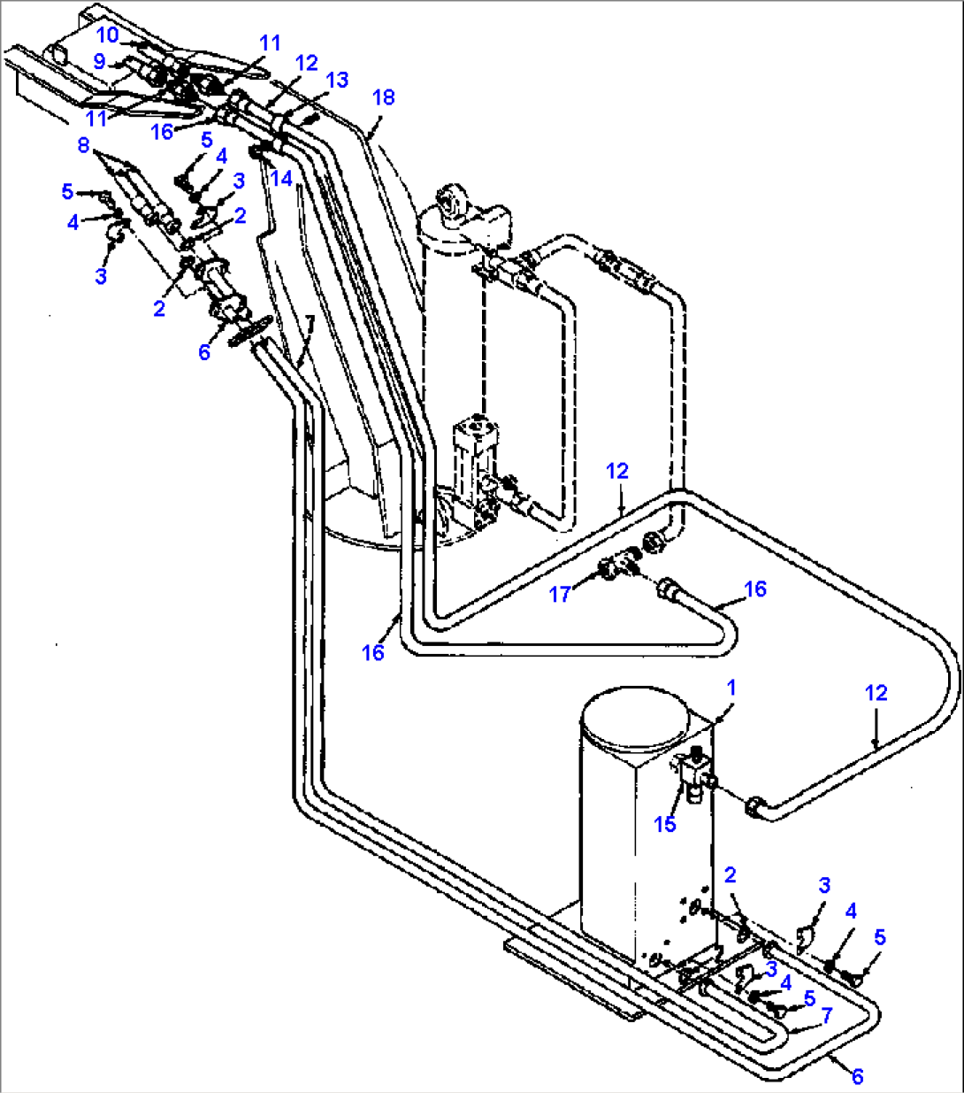 FIG. H0220-01A1 HYDRAULIC LINES - HOIST MOTOR - LOWER SECTION