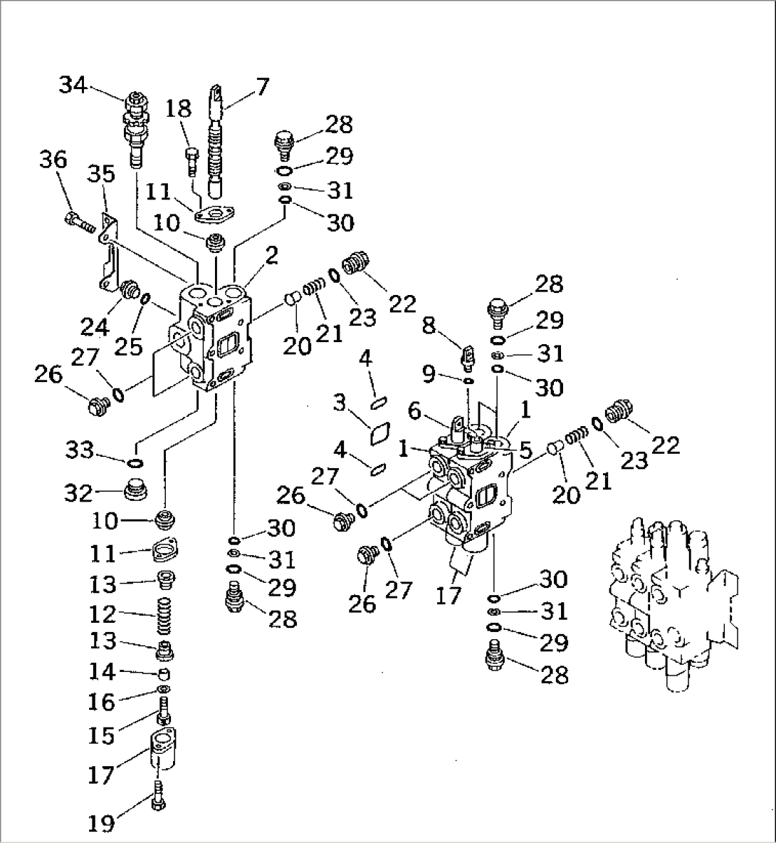 CONTROL VALVE¤ L.H. (2/4) (FOR CONFLUENT ATTACHMENT CIRCUIT)