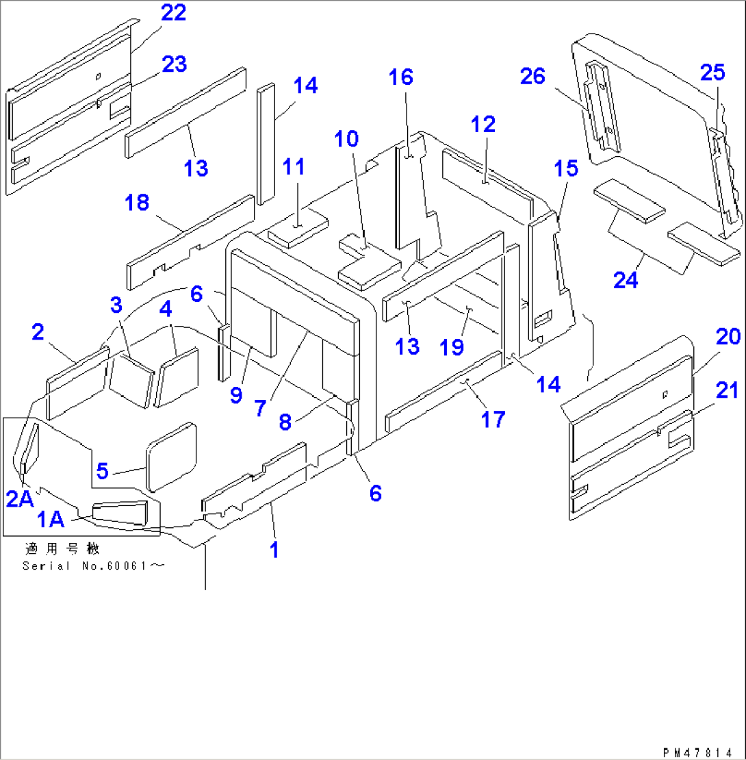 NOISE ABATEMENT PARTS (FOR FLOOR FRAME AND ENGINE HOOD)(#60001-)