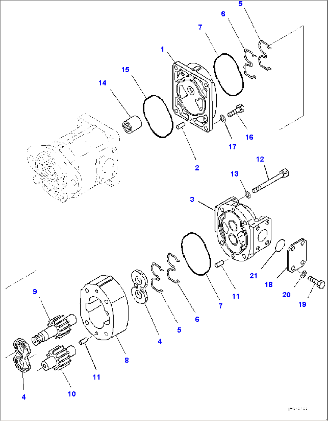 Power Train, Gear Pump (2/2) (#1001-)