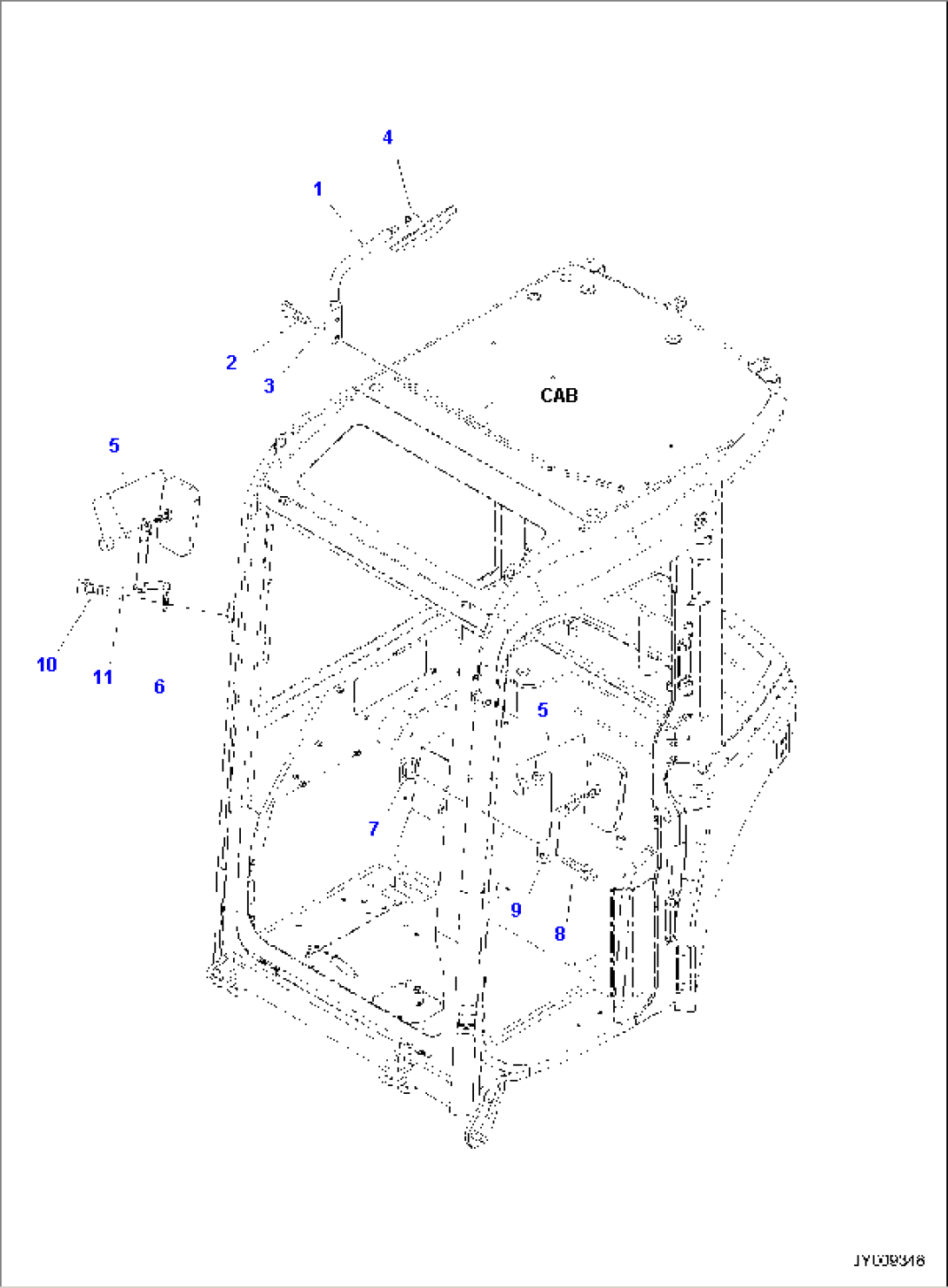 CAB, 1-ATTACHMENT, REARVIEW MIRROR