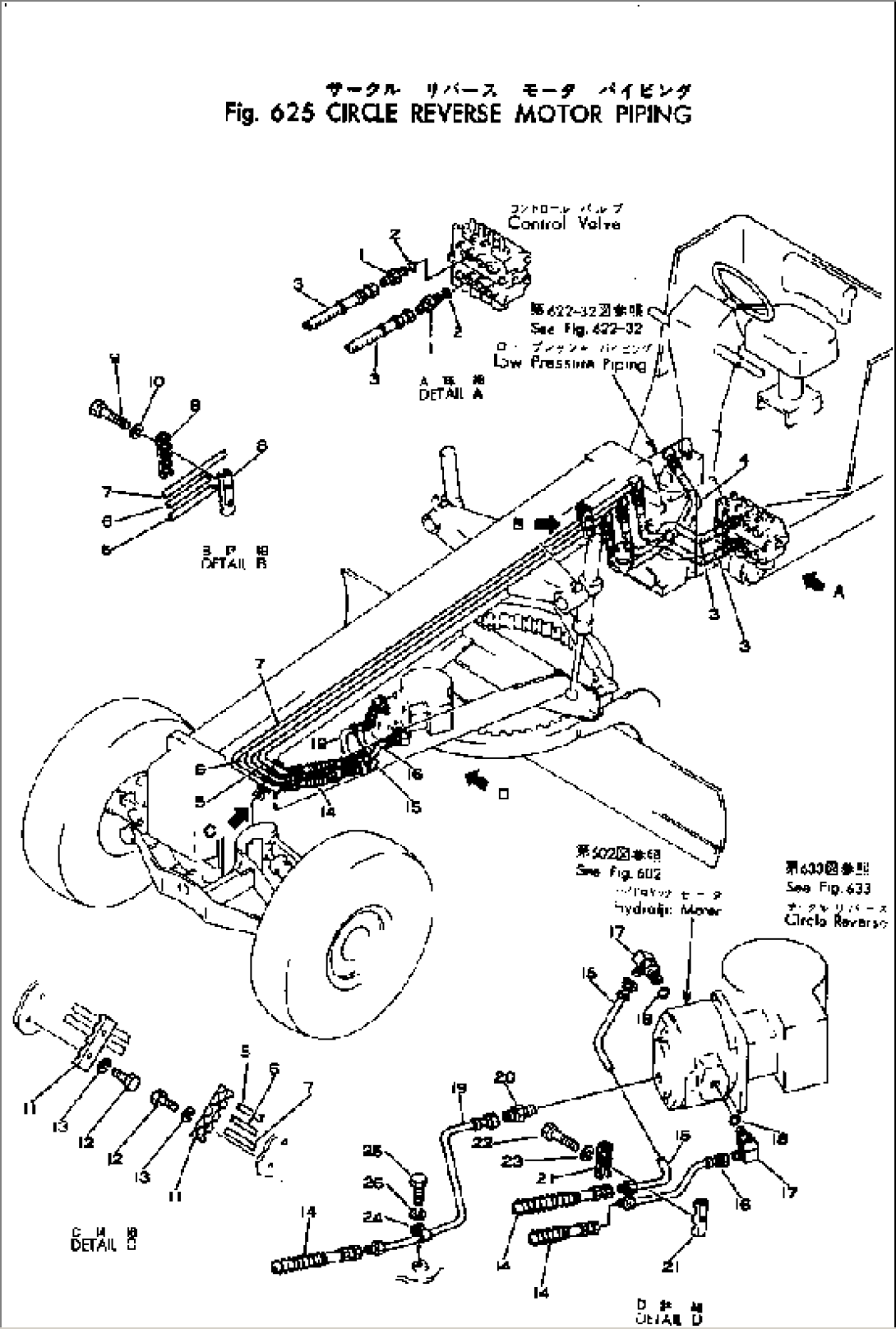 HYDRAULIC PIPING (CIRCLE REVERSE MOTOR LINE)