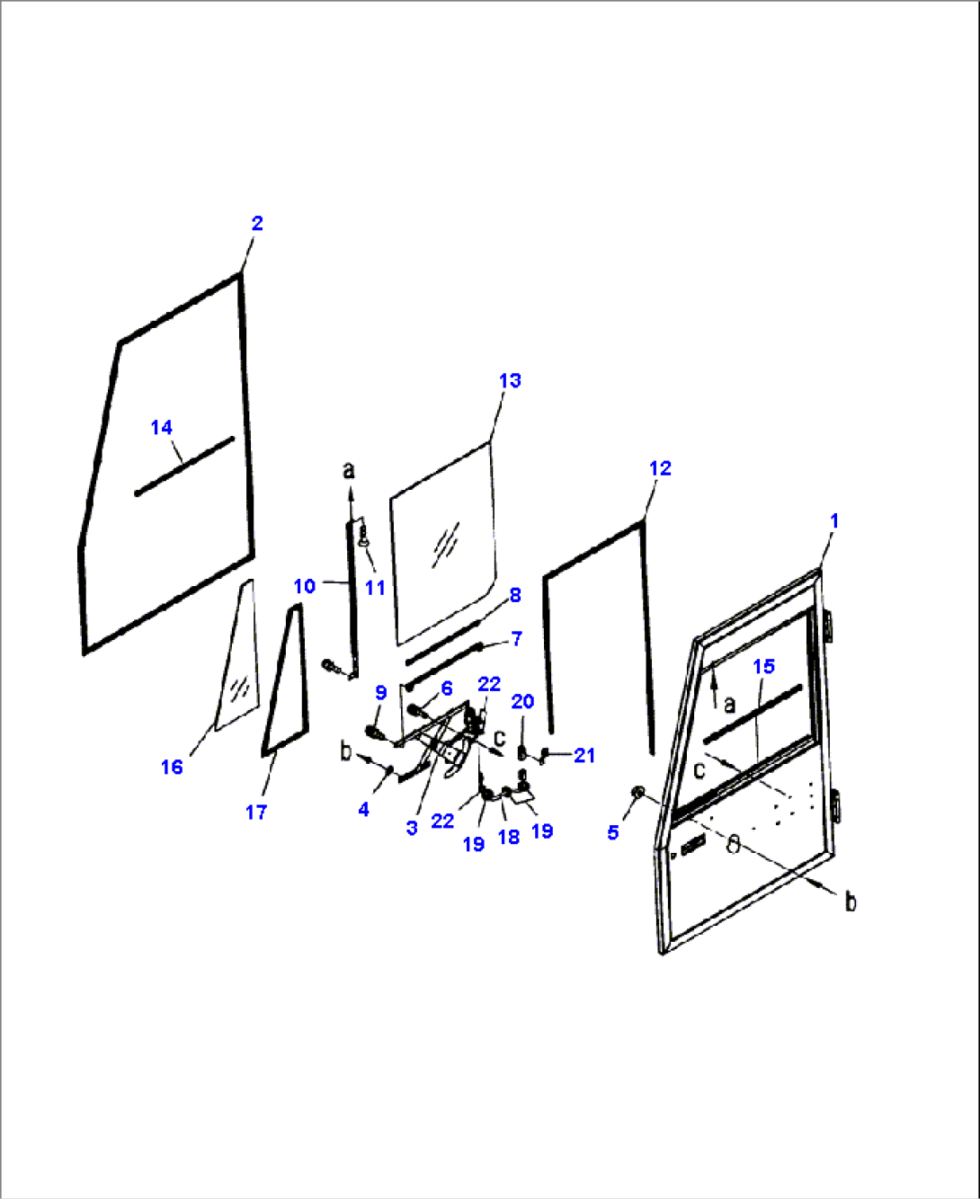 K0200-02A0A CAB L.H. DOOR, WINDOW AND RELATED PARTS (S/N A11185- UP)