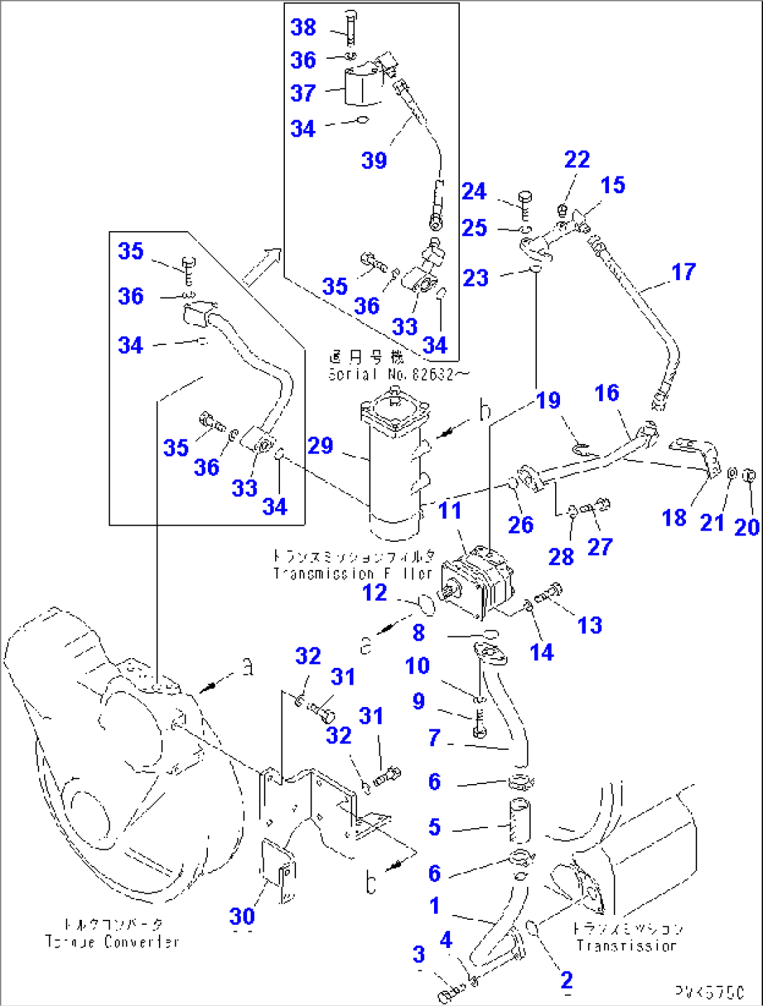 TRANSMISSION PIPING (1/2) (FOR POWER ANGLE POWER TILT DOZER)(#82281-)