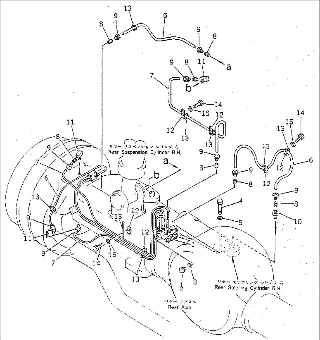 CENTRAL LUBRICATION PIPING (REAR LOWER R.H. DISTRIBUTOR LINE)