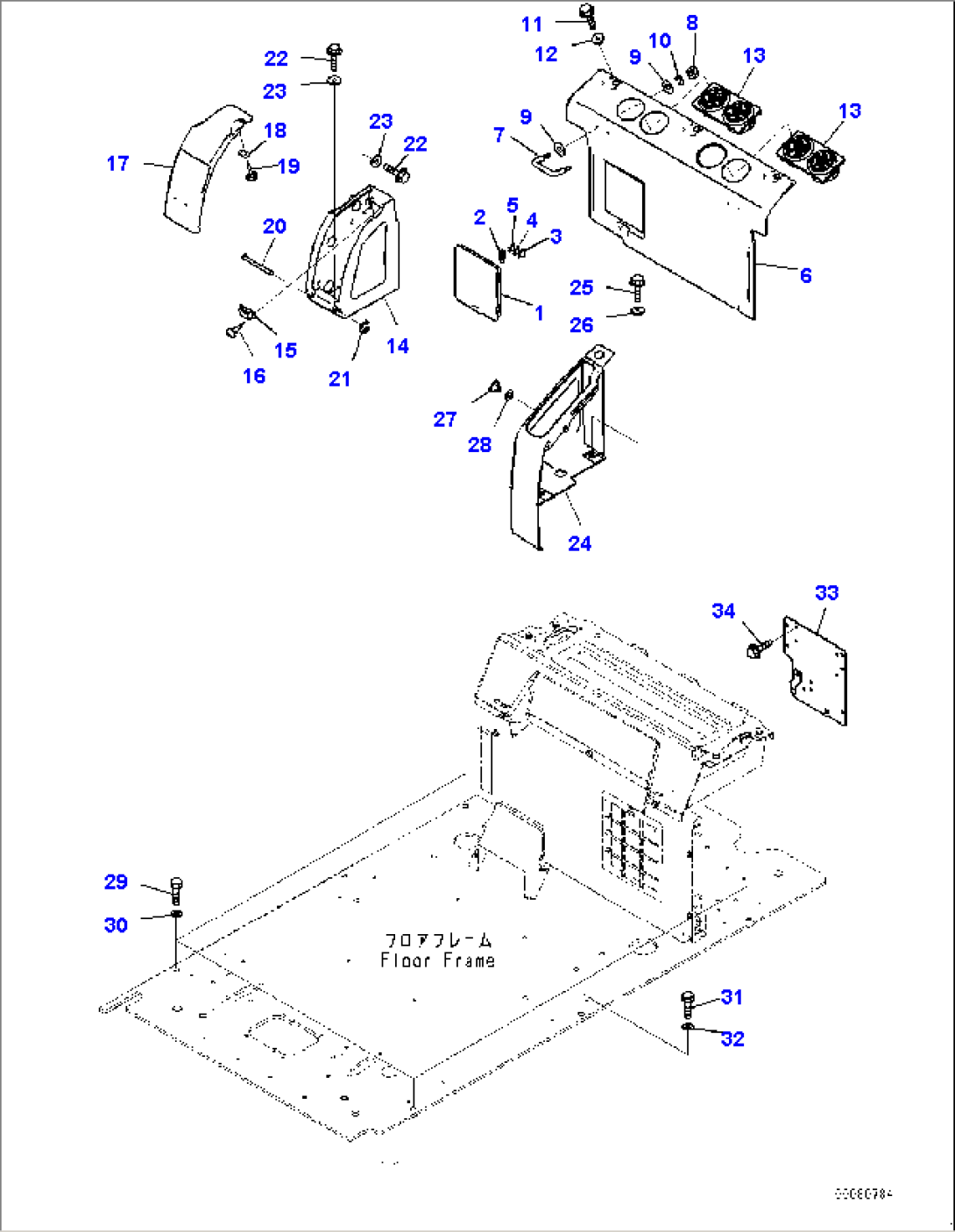 Cab, EOPS Cab, Vandalism Protection, With KOMTRAX, Without Master Key, Cab In Parts, Rear Cover