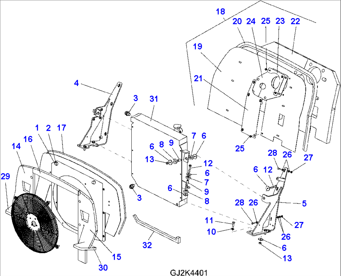 RADIATOR ATTACHING PARTS, STANDARD EXECUTION