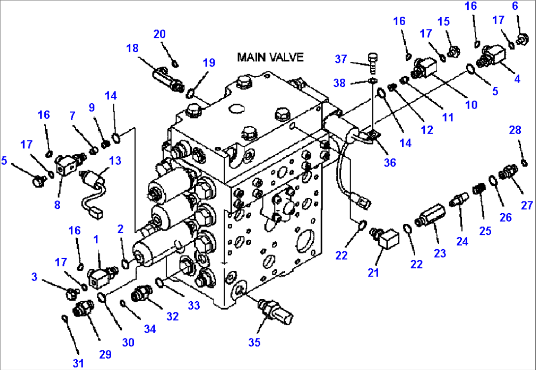 H0120-21A0 CONTROL VALVE ELBOWS AND CONNECTORS (2-SPOOL AND 3-SPOOL VALVES)