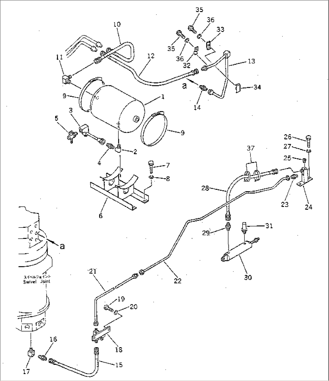 AIR PIPING (SUB RESERVOIR TO ENGINE CONTROL VALVE TO ACCELERATOR CYLINDER) (1/2)