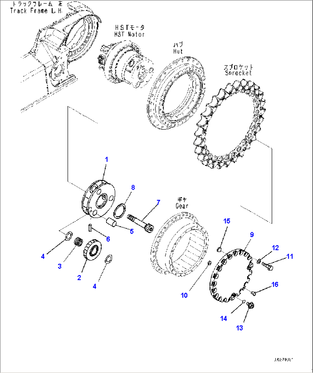 Final Drive, PLUS Type Track Shoe, With Segmented Teeth, Carrier, L.H. (#B60001-)