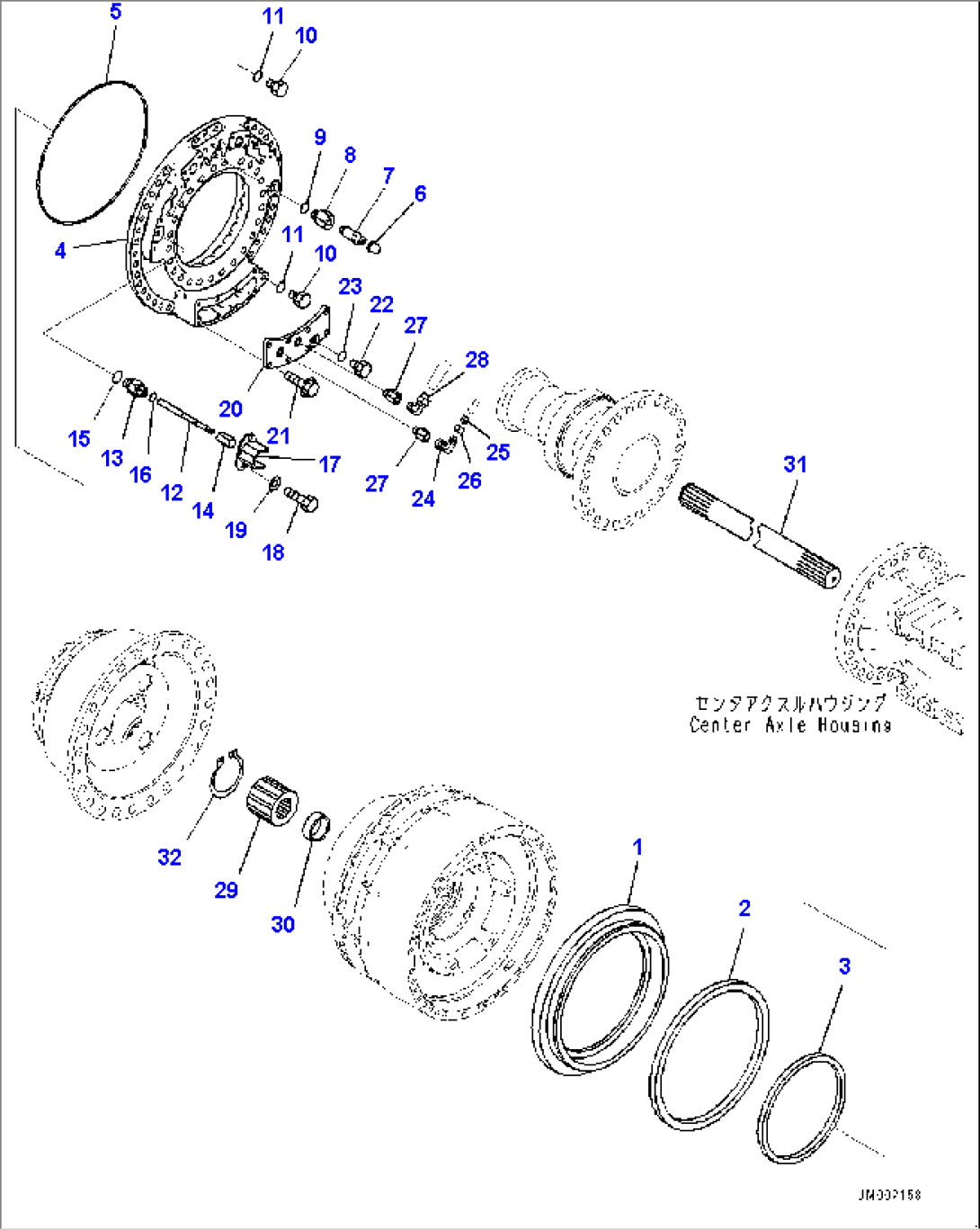 Center Axle, Final Drive, Brake Cylinder, R.H. (#5129-)