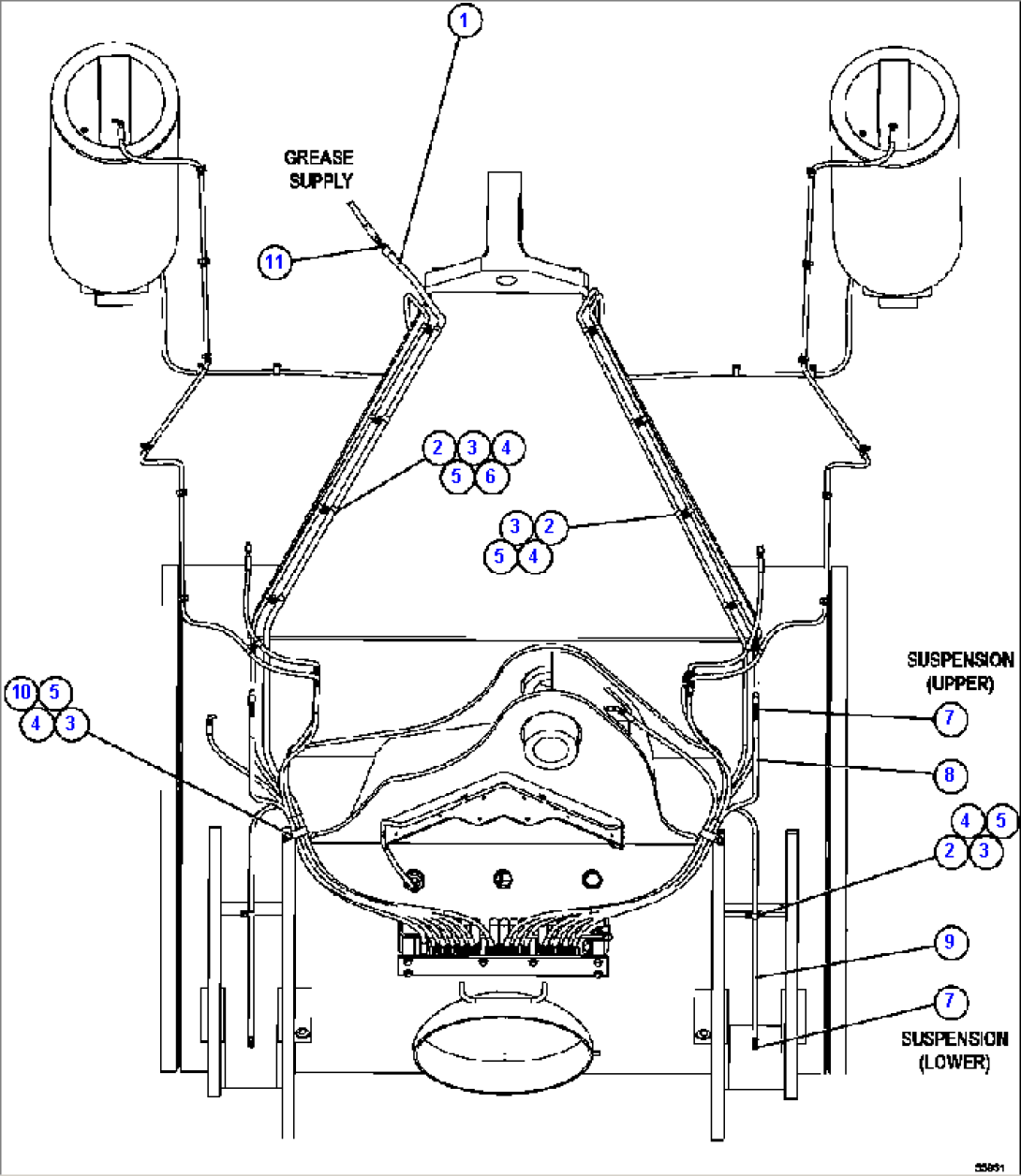 AUTOMATIC LUBRICATION - REAR AXLE PIPING 1/2