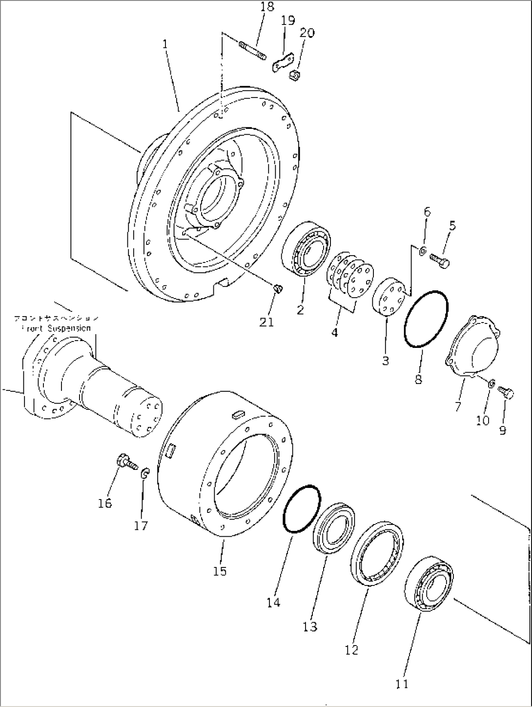 FRONT AXLE (FOR DRUM TYPE FRONT BRAKE AND LARGE TIRE)