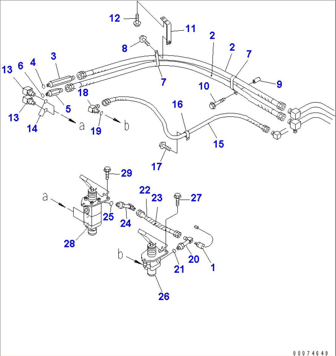 FLOOR (BRAKE VALVE PIPING¤ 1/2)(#51075-)