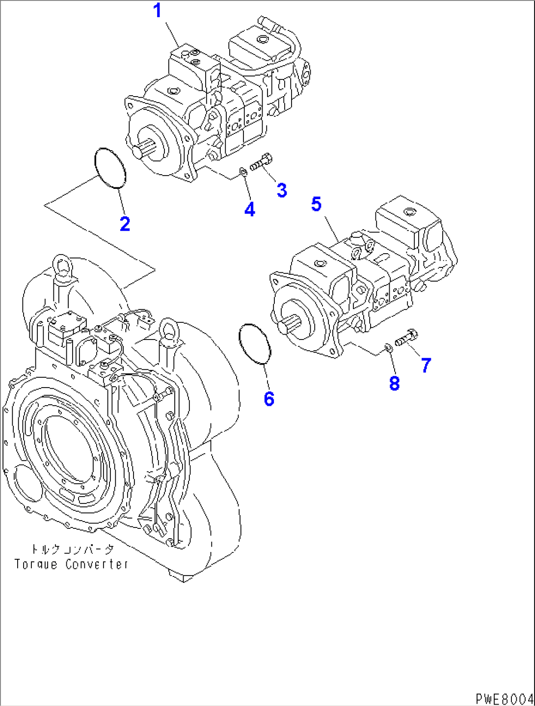 TORQUE CONVERTER AND TRANSMISSION (LOADER PUMP AND SWITCH PUMP)(#51075-)