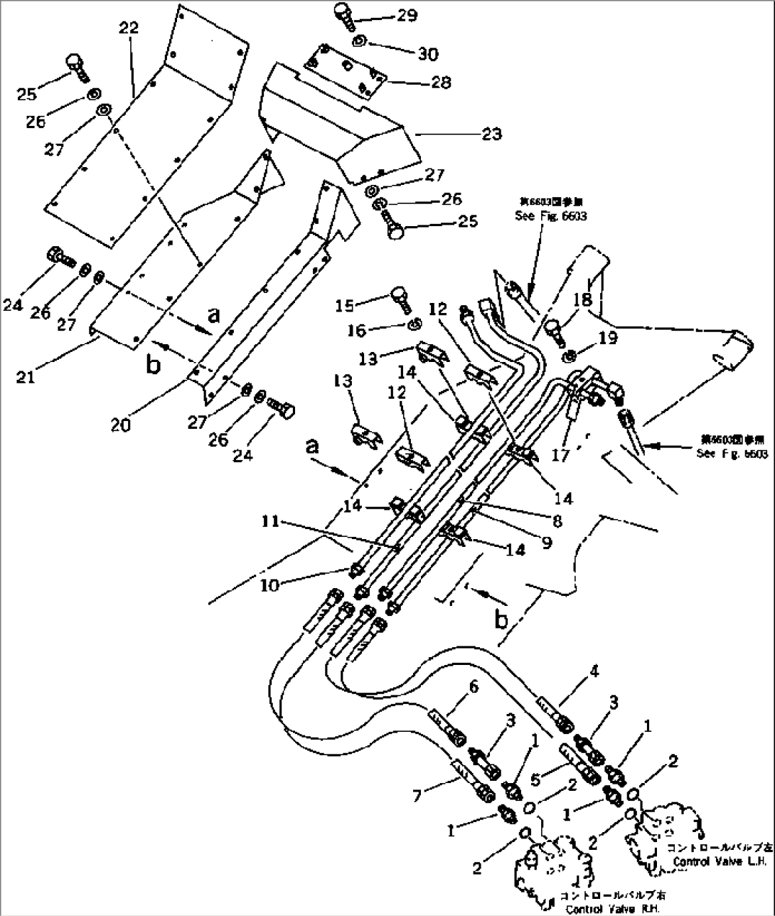 HYDRAULIC PIPING (FOR CONTROL VALVE TO LIFT CYLINDER) (1/2)