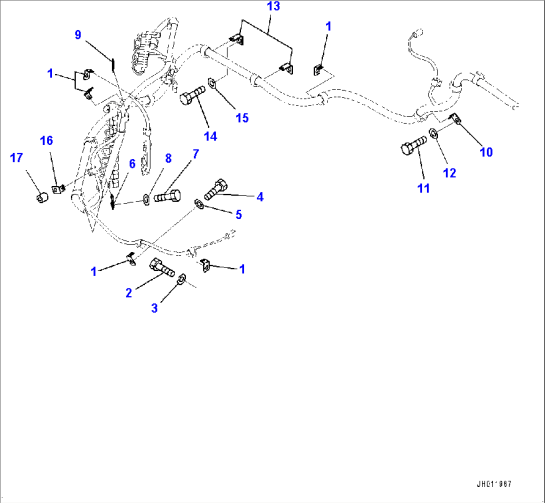 Electric Wiring Harness, Main Wiring Harness Clamp (2/4) (#1001-)