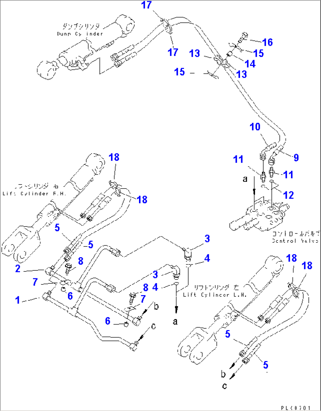 HYDRAULIC PIPING (RETURN LINE) (FOR BUCKET POSITIONER)(#11270-13800)