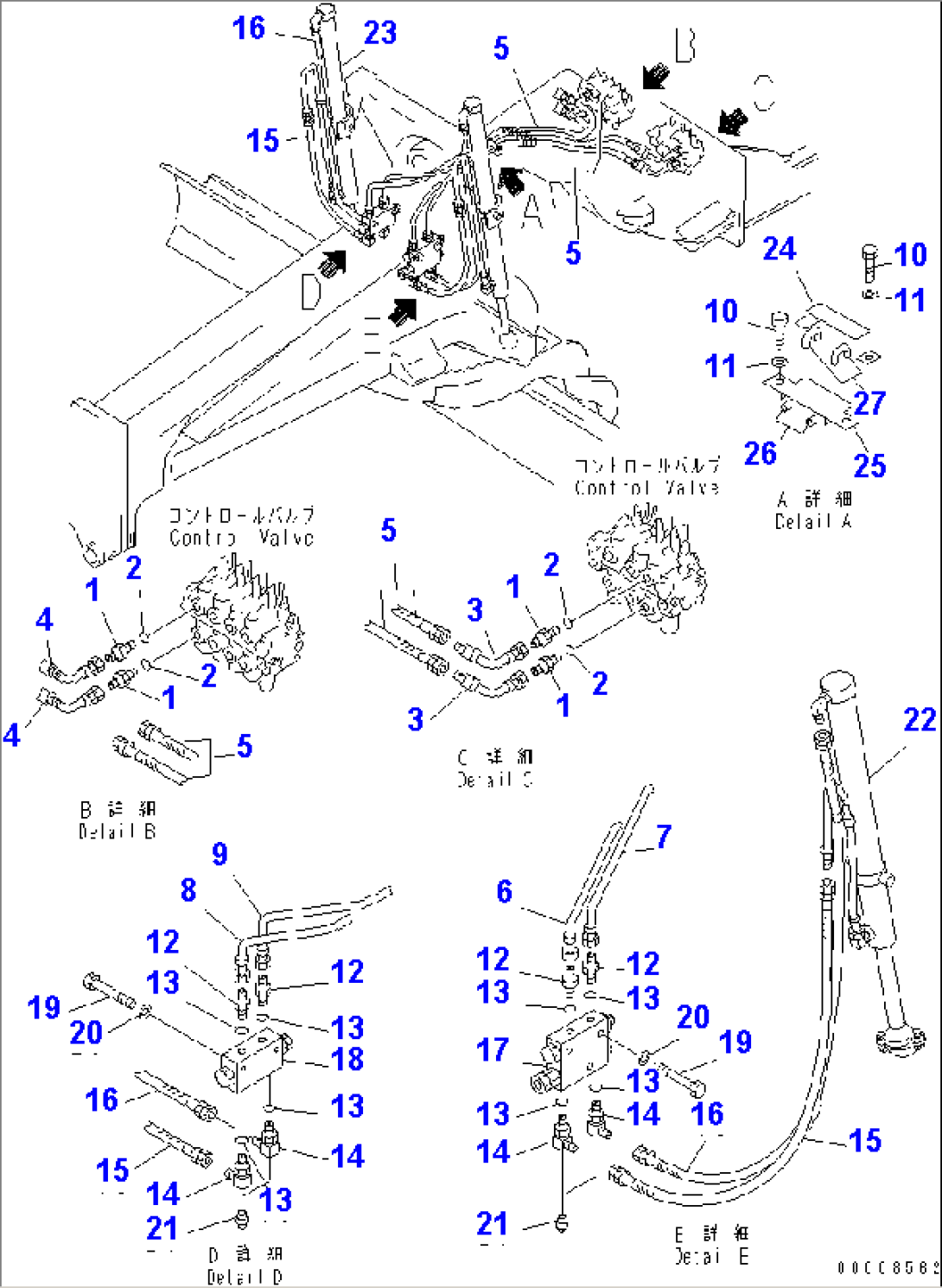 HYDRAULIC PIPING (BLADE LIFT CYLINDER LINE)(#11035-)