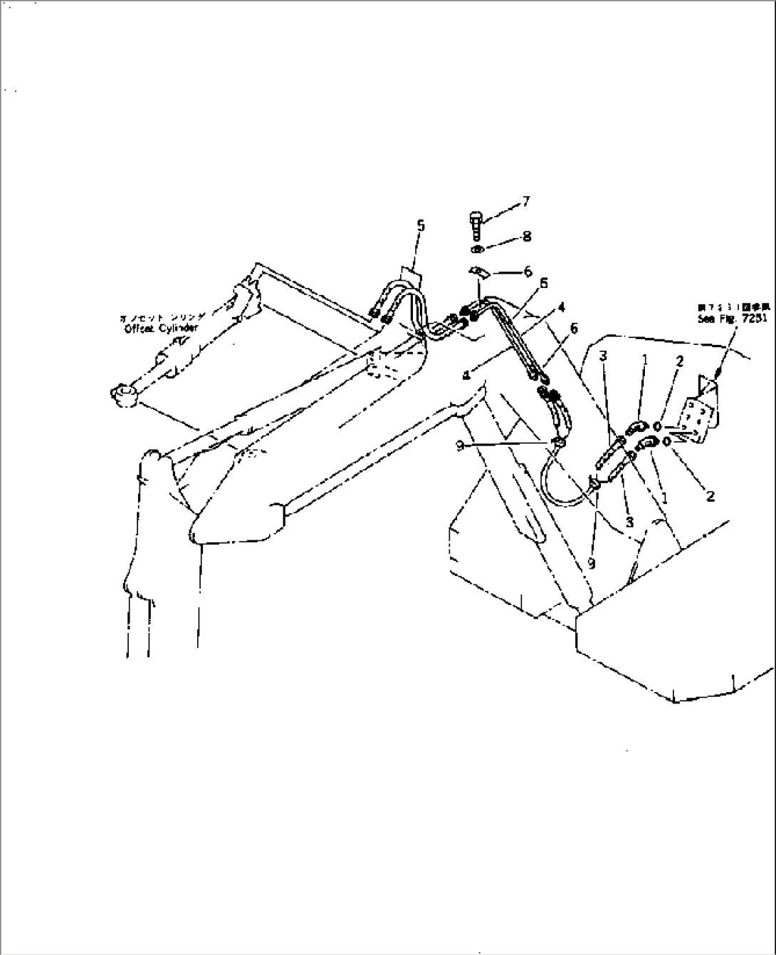 HYDRAULIC PIPING (OFFSET CYLINDER LINE) (HOE SIDE)