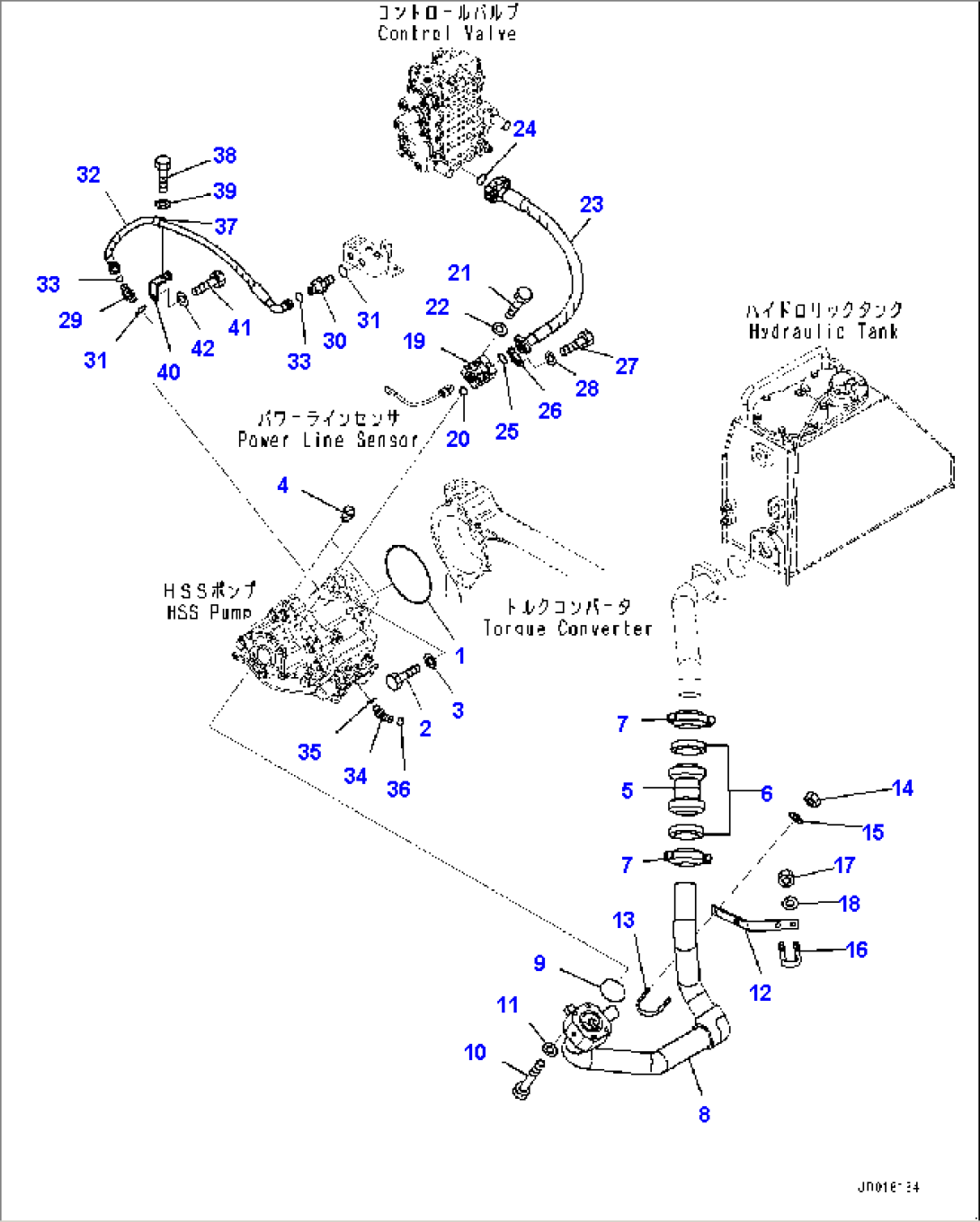 Power Train Hydraulic Oil Piping, HSS Motor Piping (1/2) (#20003-)