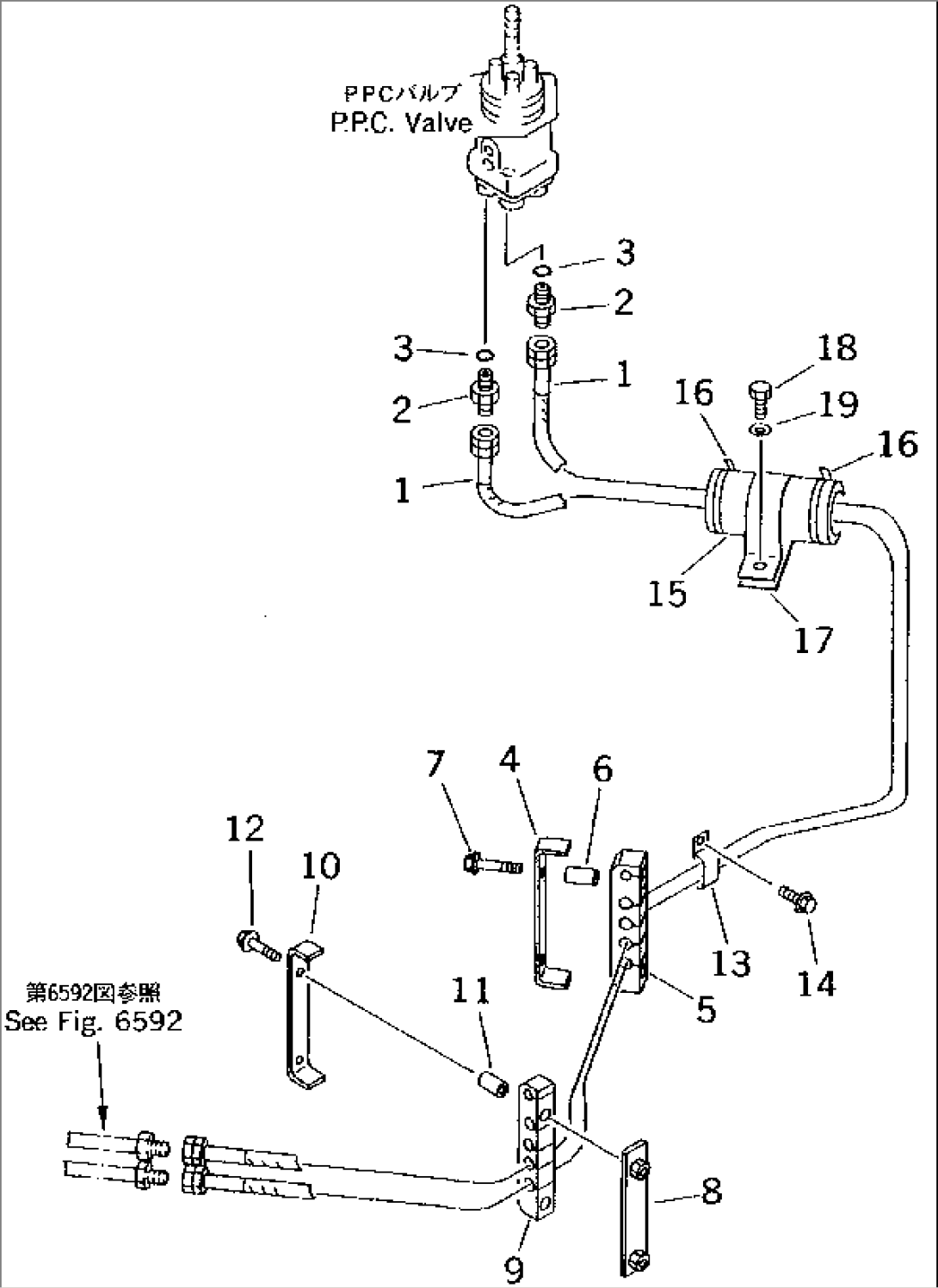 HYDRAULIC PIPING (REMOTE BUCKET POSITIONER SYSTEM LINE) (1/3) (PPC VALVE TO SHUTTLE VALVE) (1/2)(#50001-)