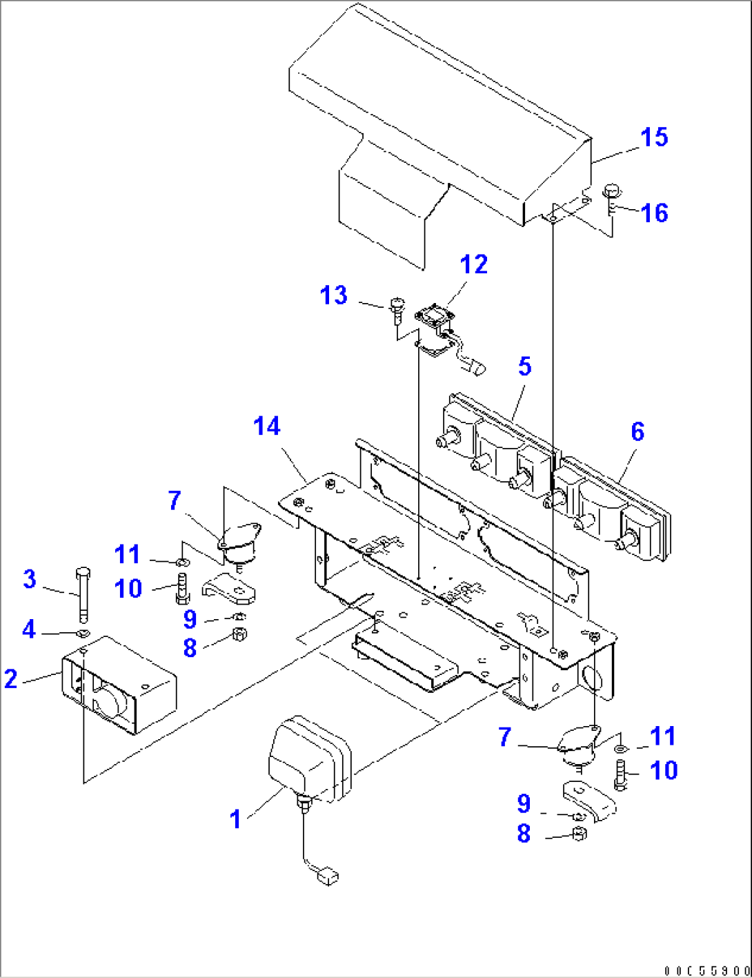 REAR LAMP¤ BACK-UP ALARM AND INCLINATION SENSOR (WITH BODY TAIL LAMP AND BODY SIDE LAMP)